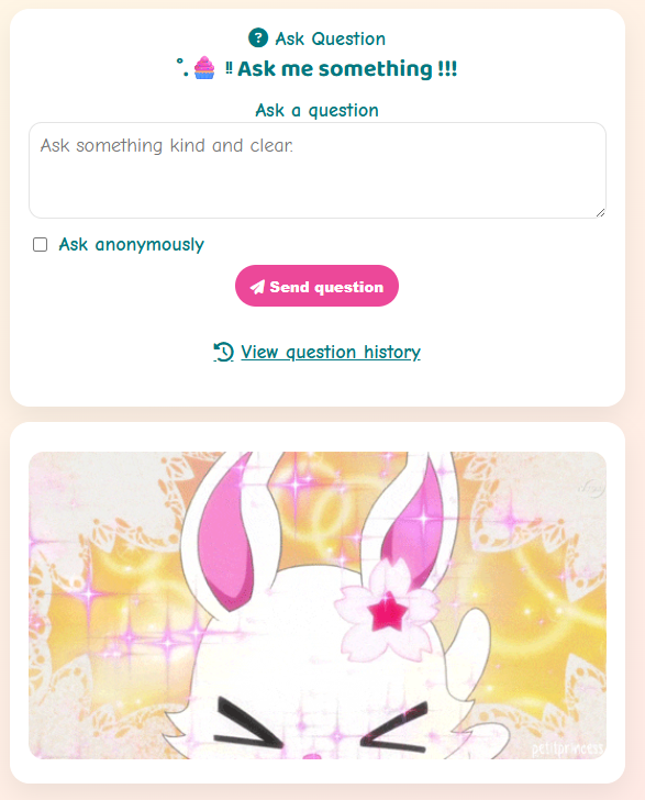 Example Paw.Page ask question block and GIF media block